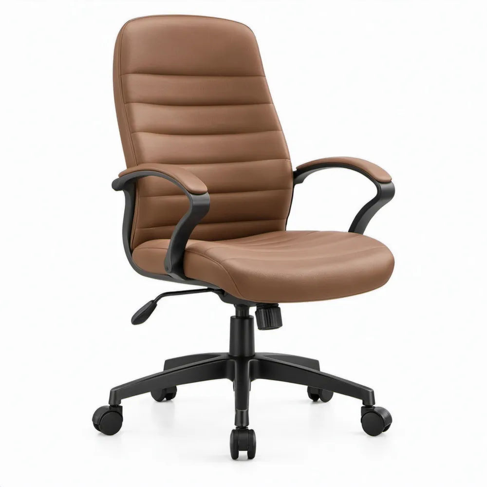 Ergonomische draaistoel met armleuningen en wieltjes, 64 x 62 x 110-120 cm, bruin/zwart