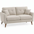 Beige 2-zitsbank met sierkussens, 160 x 85 x 85 cm