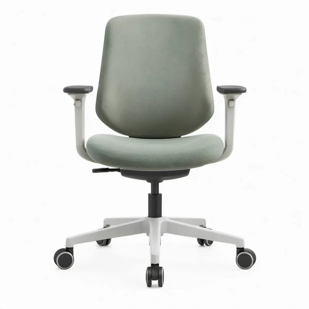 Ergonomische bureaustoel met armleuningen en wieltjes, lichtgroen/lichtgrijs/zwart, 64 x 64 x 98-108 cm