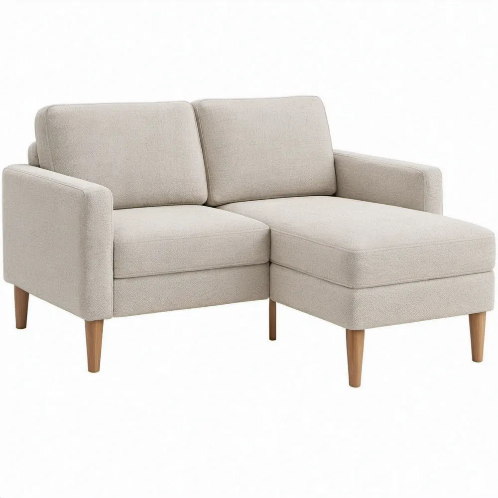 L-vormige bank met chaise longue rechts 160 x 130 x 85 cm Beige/Naturelbruin
