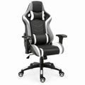 Verstelbare gamingstoel zwart/wit/grijs van PU-kunstleer, 68 x 70 x 124-134 cm