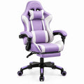 Verstelbare gamingstoel met voetsteun, paars/wit/zwart, 66 x 66 x 120-130 cm