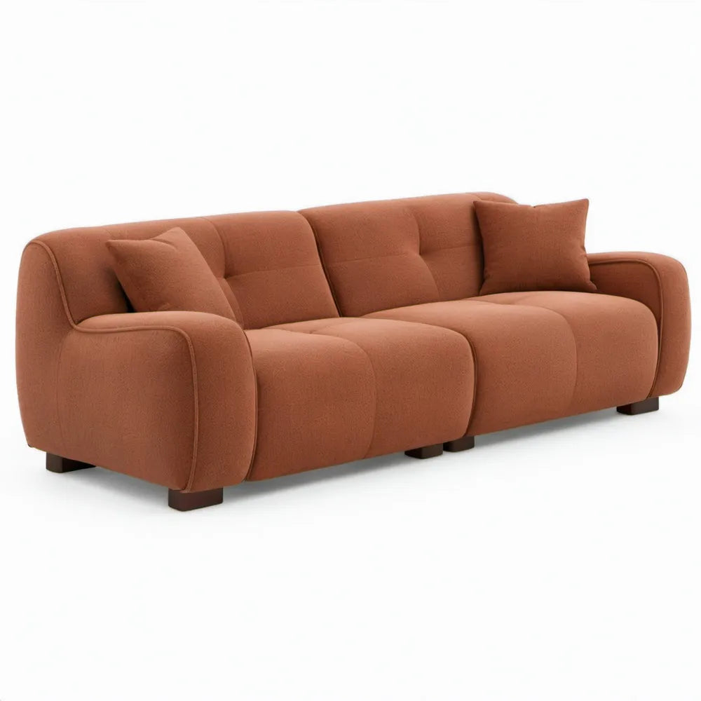 Roestbruine 3-zitsbank van polyester, 220 x 95 x 88 cm