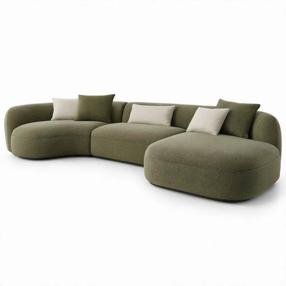 Modulaire hoekbank met chaise longue 340 x 160 x 75 cm Olijfgroen/Gebroken wit