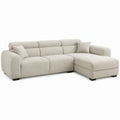 Crèmekleurige hoekbank met chaise longue rechts, bouclé polyester, 280 x 165 x 85 cm