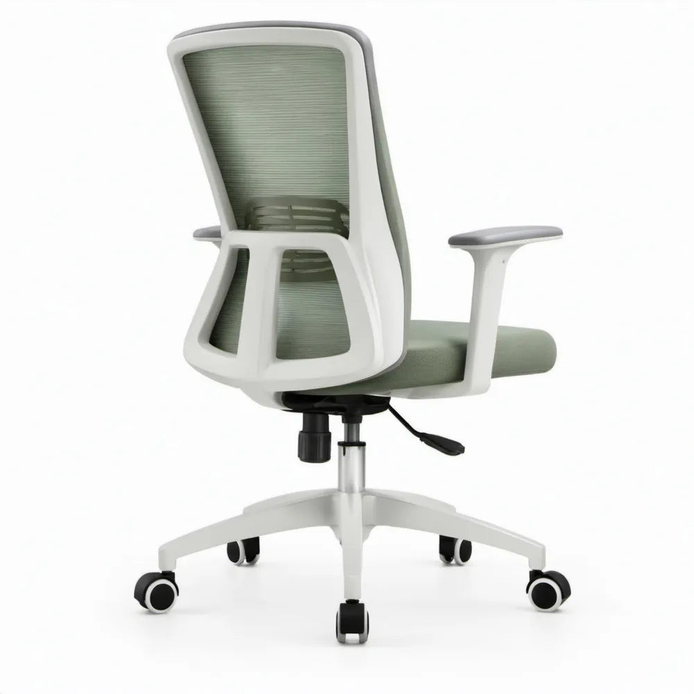 Ergonomische bureaustoel groen/wit/zwart met armleuningen en lendensteun, 64 x 64 x 112-122 cm