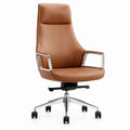 Directiestoel met hoge rugleuning in cognacbruin PU-kunstleer, 66 x 66 x 118-128 cm