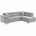 L-vormige hoekbank met chaise longue rechts 270 x 170 x 85 cm lichtgrijs polyester