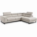 Beige hoekbank met chaise longue rechts, polyester bekleding, 280 x 170 x 85 cm